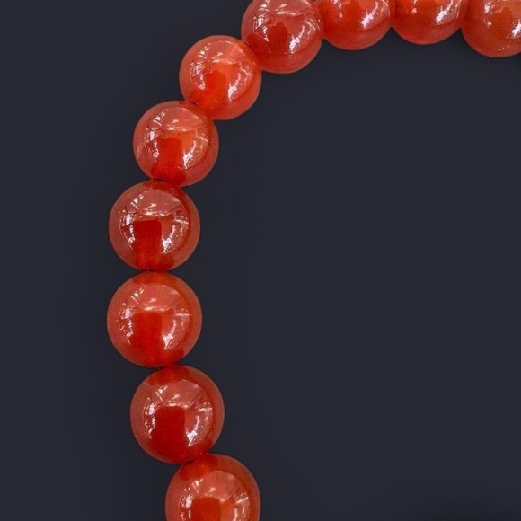 Carnelian Agate Adjustable Gemstone Bead Bracelet 8mm - Picture 3 of 5